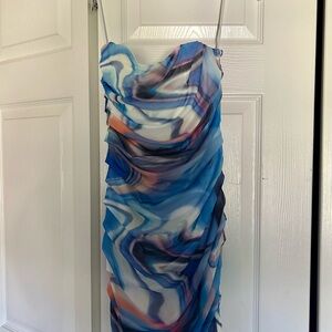 Hello Molly Strapless Blue and White Dress